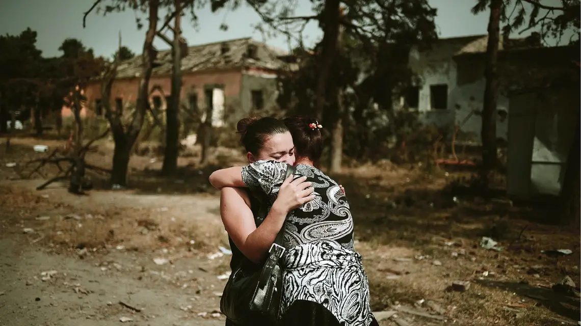 W ruinach zbombardowanego przez Rosjan Gori. Gruzja, 25 sierpnia 2008 r. / fot. Olivier Laban-Mattei / AFP / East News / 