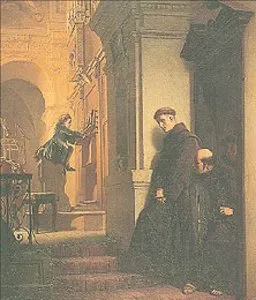 Heinrich Lossow, "Młody Mozart gra na organach w kościele franciszkanów w Ybbs", 1864 / 
