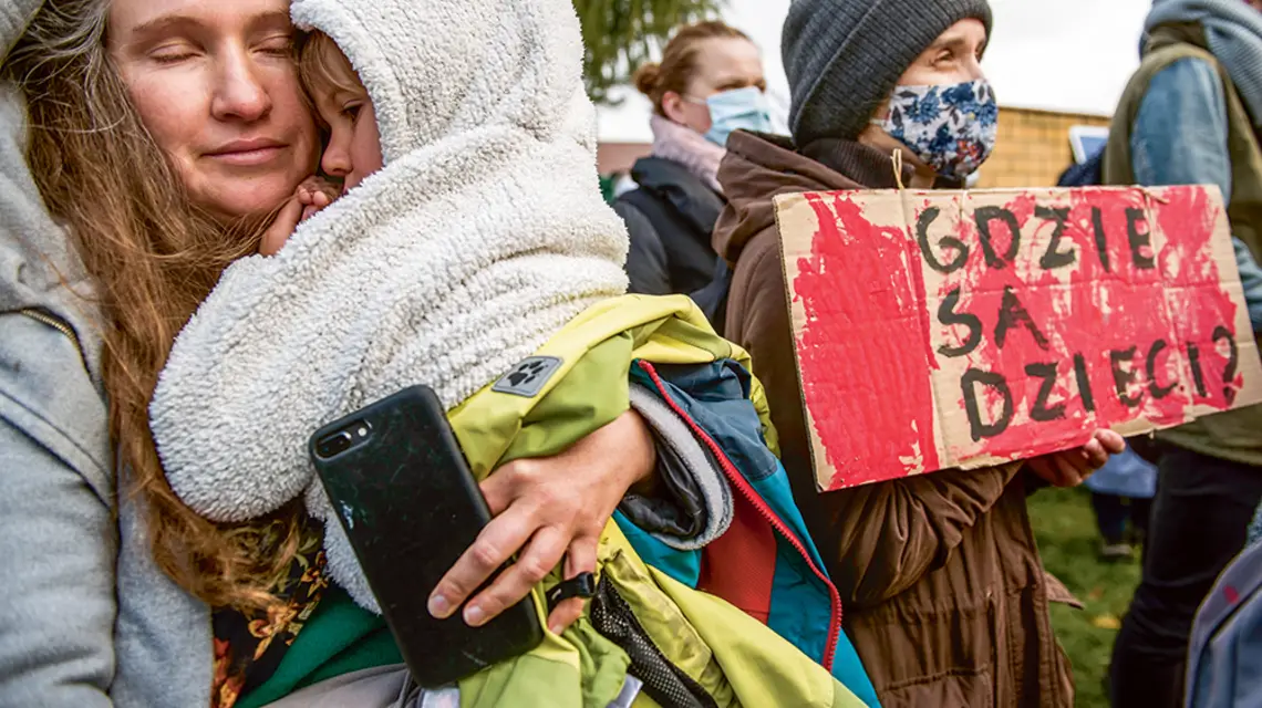 Protest „Matki na granicę”, Michałowo, 23 października 2021 r. / ATTILA HUSEJNOW / FORUM