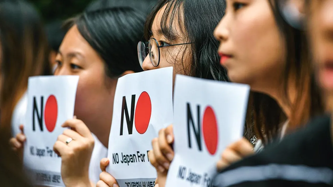 Koreanki protestują pod ambasadą Japonii w sprawie „pocieszycielek”, seksualnych niewolnic z czasu II wojny światowej. Seul, 24 lipca 2019 r. / JUNG YEON-JE / AFP / EAST NEWS