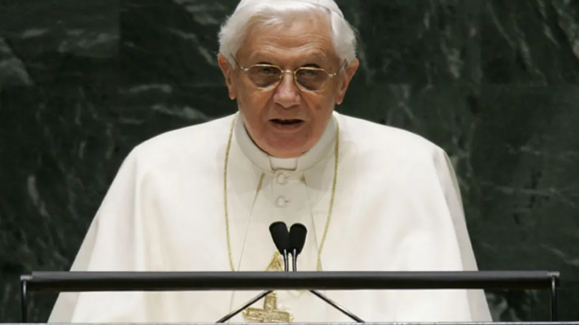 Benedykt XVI przemawia na forum ONZ /fot. KNA-Bild / 