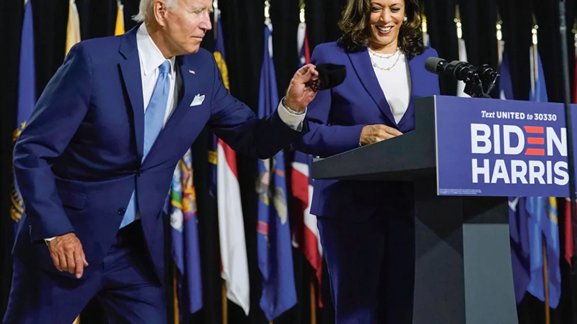 Joe Biden i Kamala Harris podczas wystąpienia wyborczego w mieście Wilmington w stanie Delaware, 12 sierpnia 2020 r. / CAROLYN KASTER / AP / EAST NEWS