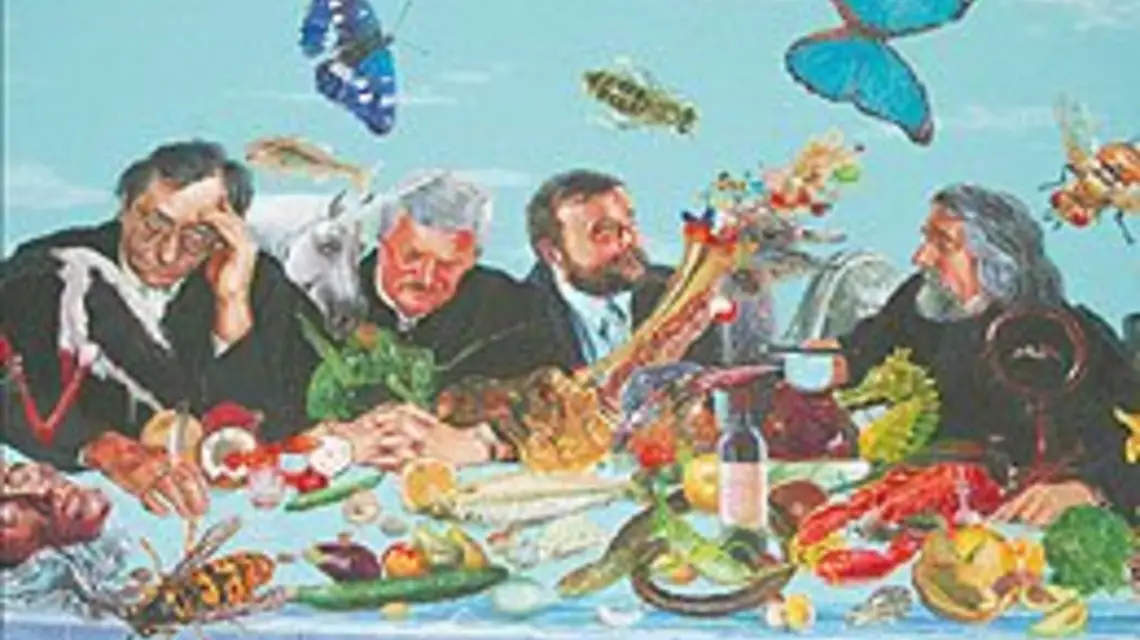 Maciej Świeszewski, "Ostatnia wieczerza" (fragment). Trzeci z lewej Paweł Huelle /fot. W. Jakubowski / KFP / 