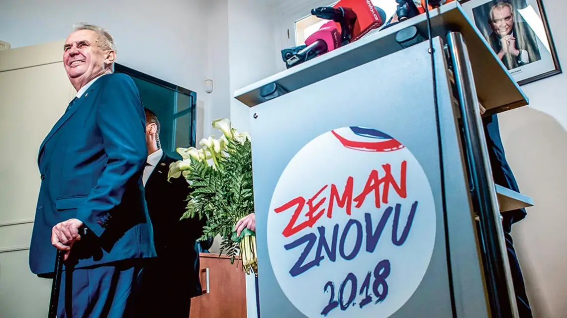 Prezydent Zeman rozpoczyna walkę o reelekcję, Praga, 6 listopada 2017 r. / MARTIN DIVISEK / PAP