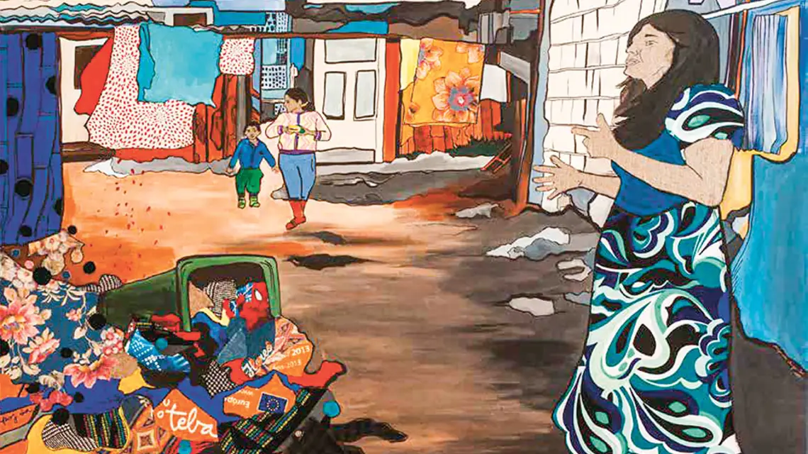 Małgorzata Mirga-Tas, Wizytacja, 2014 r. / DZIĘKI UPRZEJMOŚCI ARTYSTKI I GALERII SZYDŁOWSKI