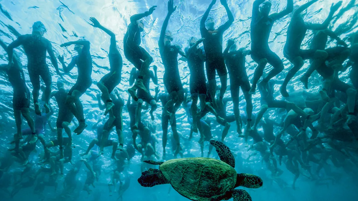 Jeśli ruch nie istnieje, to nawet Achilles nie prześcignie żółwia... Zawody Ironman w Kailua-Kona na Hawajach, październik 2016 r. / DONALD MIRALLE / IRONMAN / GETTY IMAGE