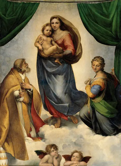  / Rafael Santi, Madonna Sykrtyńska, 1512, Gemäldegalerie Alte Meister, Drezno : (Wikimedia Commons)