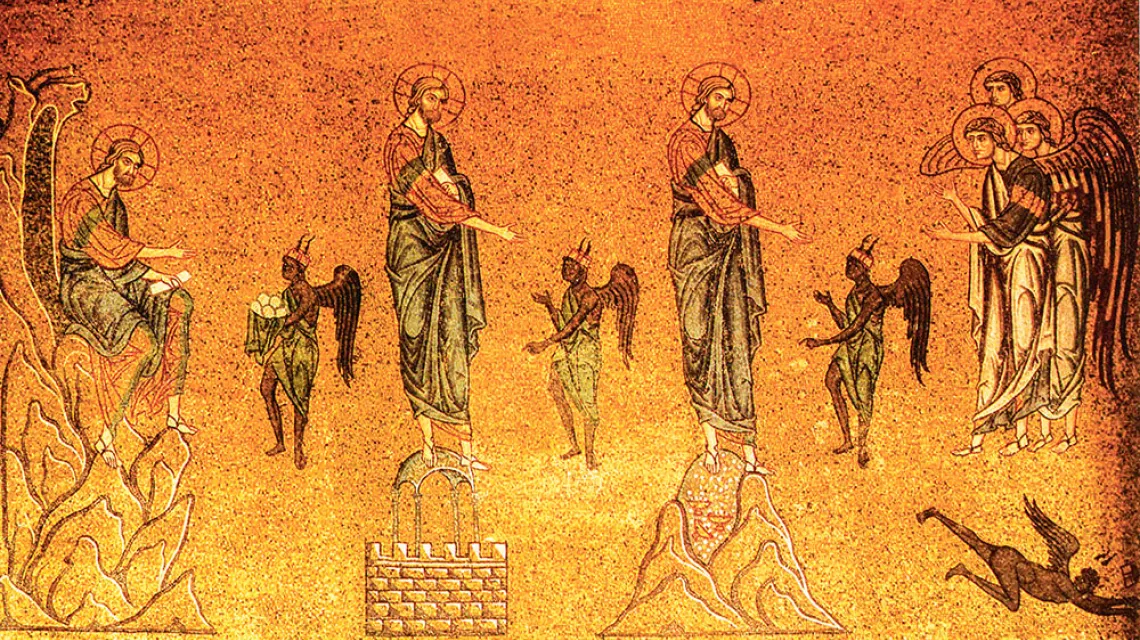 Kuszenie Chrystusa, mozaika w bazylice św. Marka w Wenecji, początek XII w. / WIKIPEDIA / DOMENA PUBLICZNA