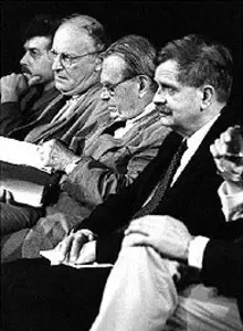 Teatr Śląski w Katowicach, rok 1993. Od prawej Tomasz Venclova, Czesław Miłosz i Josif Brodski /fot. W. Kompała - Agencja Gazeta / 