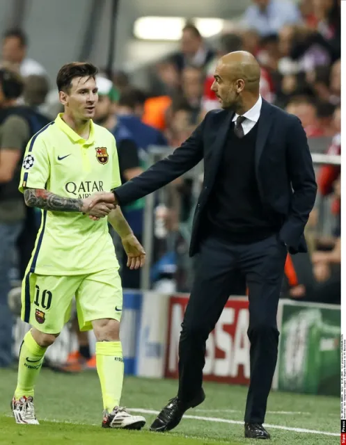Leo Messi i Pep Guardiola podczas półfinałowego meczu Ligi Mistrzów / fot. pixxmixx/PIXATHLON/SIPA/EAST NEWS