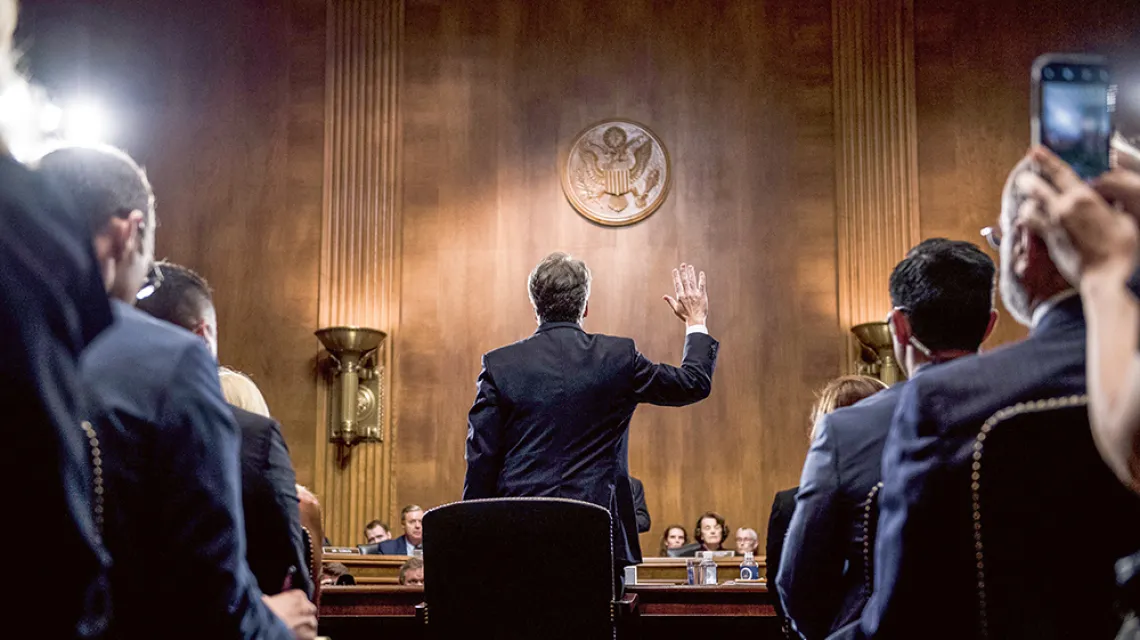 Brett Kavanaugh podczas przesłuchania przed komisją senacką. Waszyngton, 27 września 2018 r. / TOM WILLIAMS / AP / EAST NEWS
