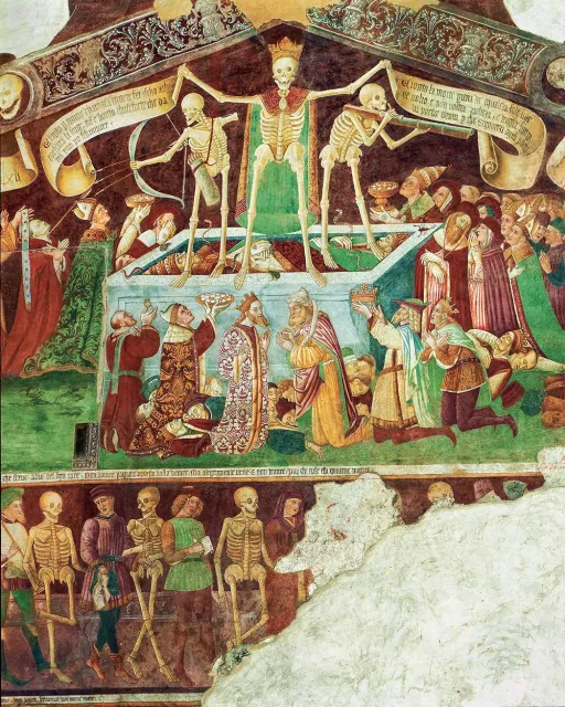 Triumf śmierci i taniec śmierci, 1485 r., fresk w Oratorium Pokutników w Clusone koło Bergamo, Włochy / ERICH LESSING / EAST NEWS / ERICH LESSING / EAST NEWS