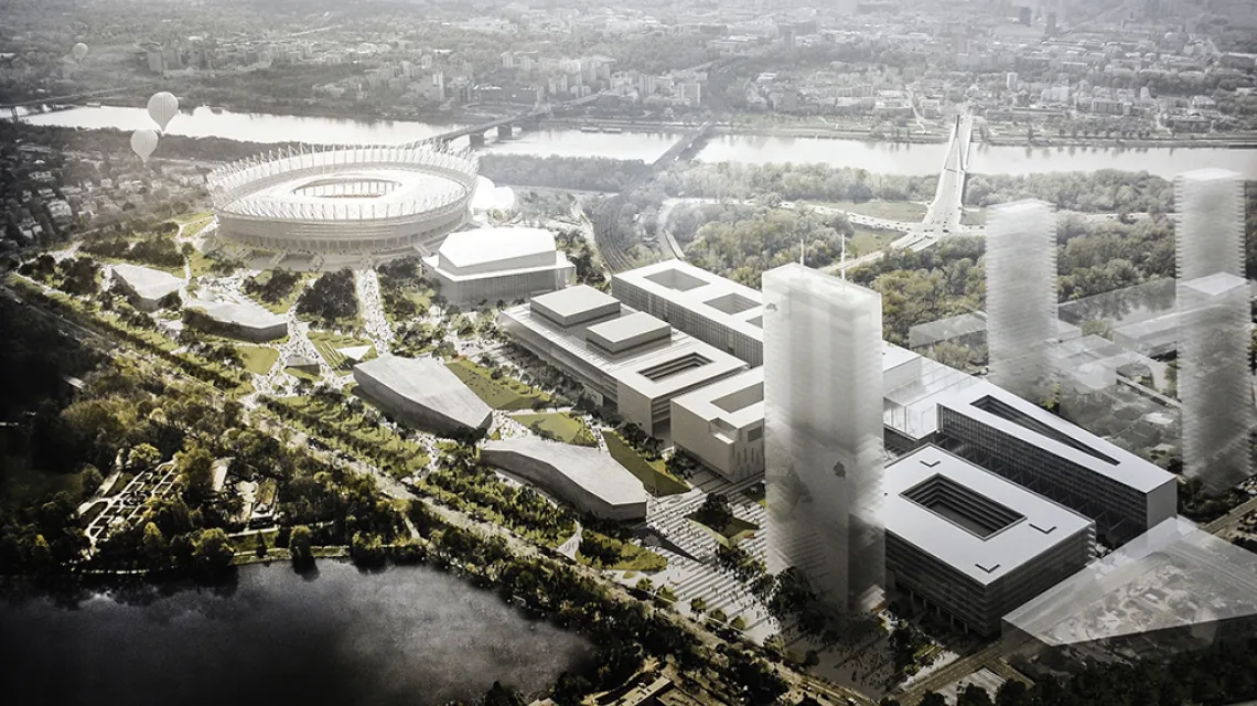 Wizualizacja jednego z niezrealizowanych projektów zagospodarowania okolic Stadionu Narodowego w Warszawie, autorstwa pracowni Jems Architekci, 2008 r. / DONAT BRYKCZYŃSKI / REPORTER / DONAT BRYKCZYŃSKI / REPORTER