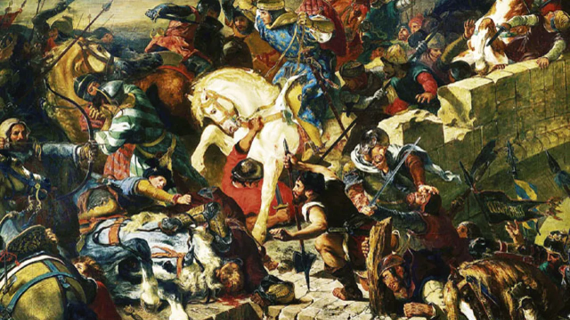 Eugéne Delacroix, „Bitwa pod Taillebourgiem”. Francuski Król Ludwik IX Święty stoczył ją z Henrykiem III, królem Anglii./ fot. Gianni Dagli Orti / East News / 