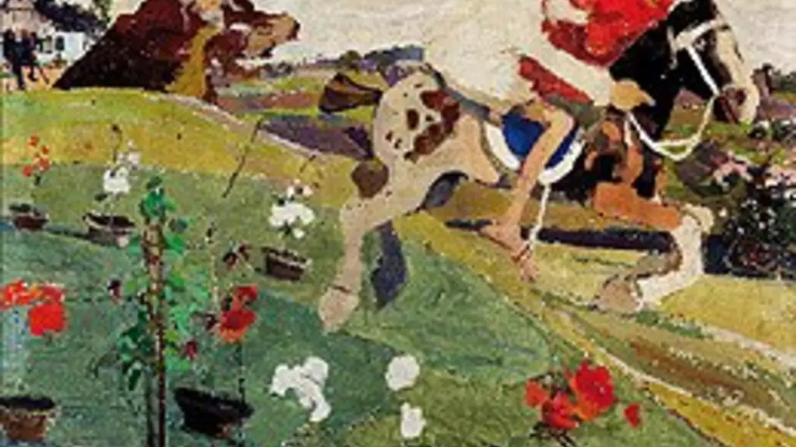 Witold Wojtkiewicz "Ucieczka (Porwanie królewny)", z cyklu "Z dziecięcych póz" (1908) / Muzeum Narodowe w Warszawie / 