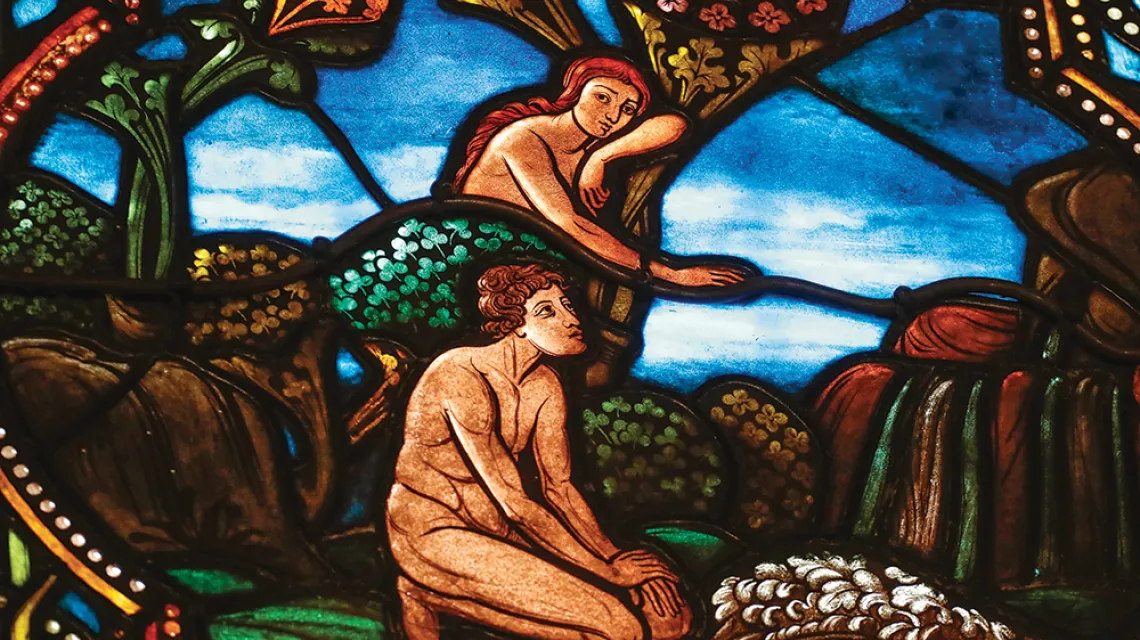 Witraż „Adam i Ewa w ogrodzie Eden”. Bazylika w Nicei, Francja. / PHILIPPE LISSAC / GODONG / GETTY IMAGES