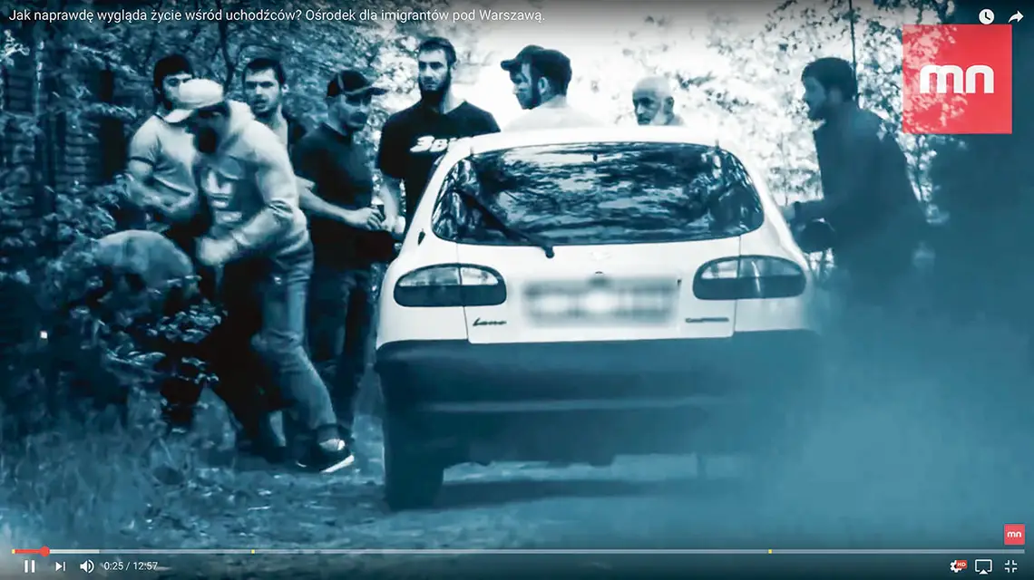 Kadr z filmu o agresji uchodźców czeczeńskich w Lininie, Media Narodowe, maj 2017 r. / YOUTUBE