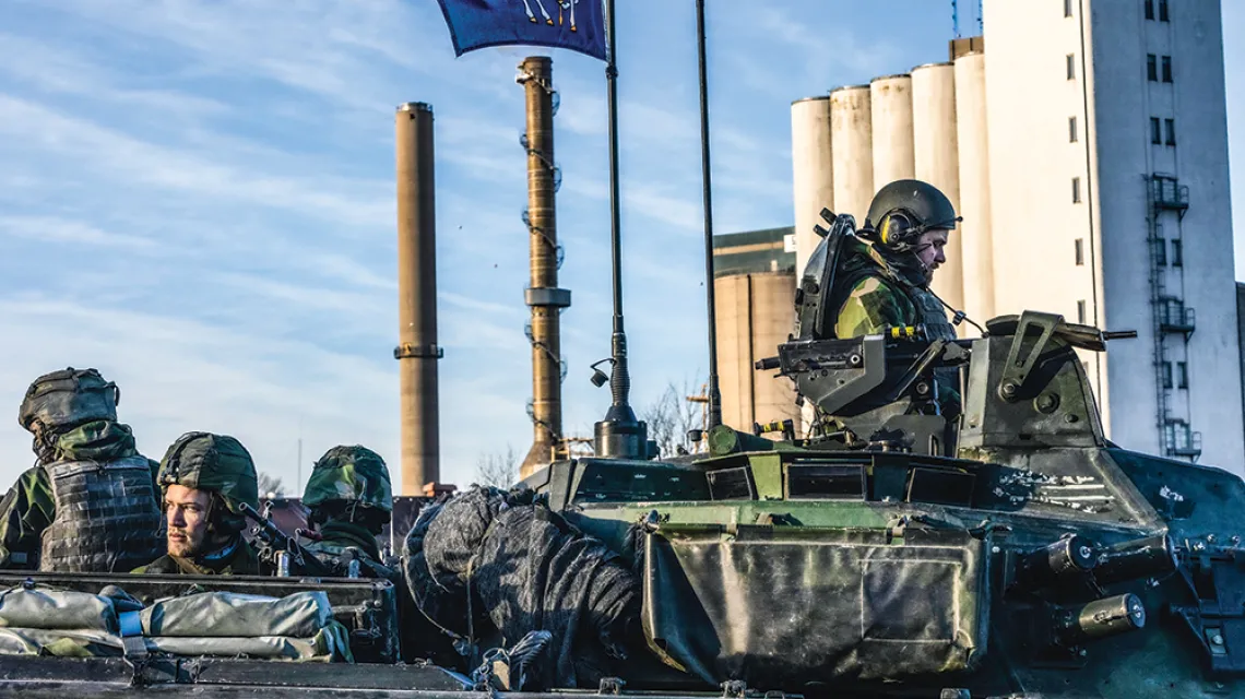 Patrol regimentu Gotland w okolicach portu i lotniska na Gotlandii.Szwecja, 16 stycznia 2022 r. / KARL MELANDER / TT NEWSAGENCY / FORUM