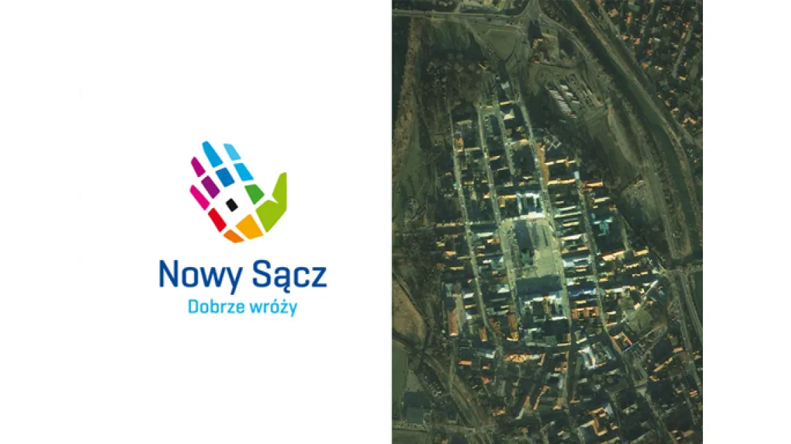 Projekt logo Nowego Sącza autorstwa Tomasza Kostrzewy, nawiązujący do kształtu nowosądeckiego starego miasta widzianego z powietrza / papajastudio.pl / 