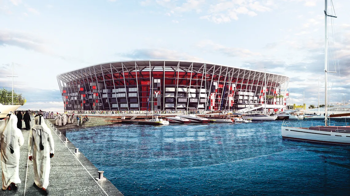Architektoniczna wizualizacja stadionu na mistrzostwa świata; po zakończeniu imprezy obiekt ma zostać rozebrany. / EAST NEWS