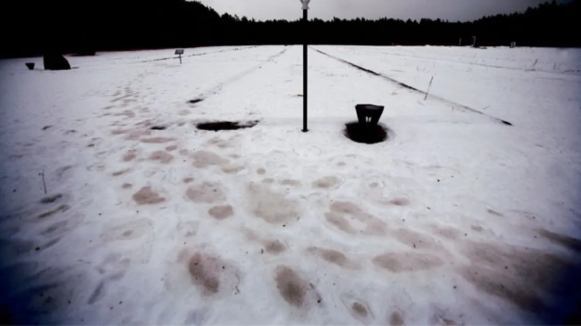 Teren byłego obozu zagłady w Lesie Rzuchowskim. Chełmno nad Nerem, styczeń 2011 r. / fot. Grażyna Makara / 