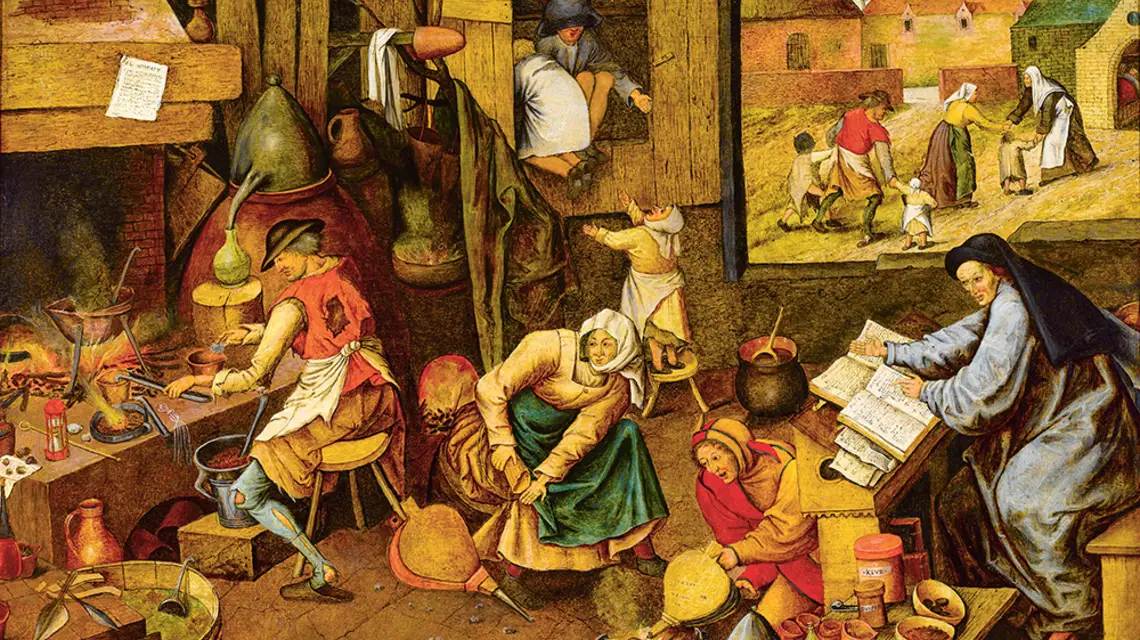 Pieter Bruegel młodszy „Alchemik”, ok. 1600 r. / DOMENA PUBLICZNA