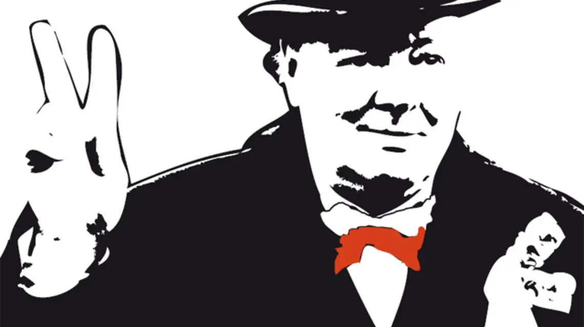 Winston Churchill / rys. Marek Zalejski z wykorzystaniem zdjęcia Corbis / 