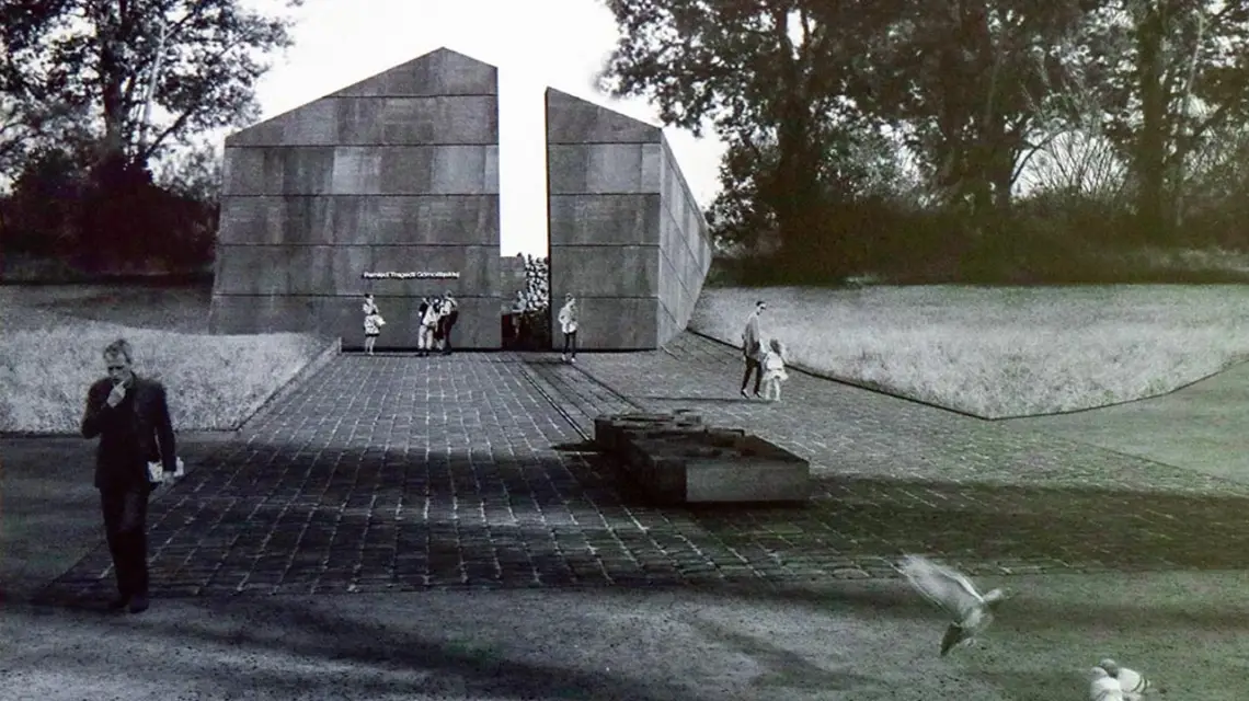 Wizualizacja pomnika ofiar deportacji, który ma stanąć w Katowicach. Projekt wygrał w konkursie ogłoszonym przez władze Katowic w 2017 r. / ANDRZEJ SZNAJDER