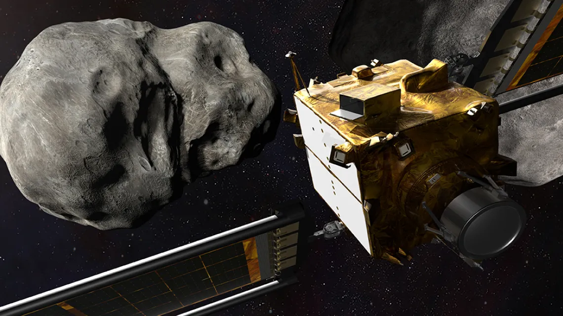 Celem sondy DART było zderzenie się z asteroidą Dimorphos / WIZUALIZACJA NASA / 