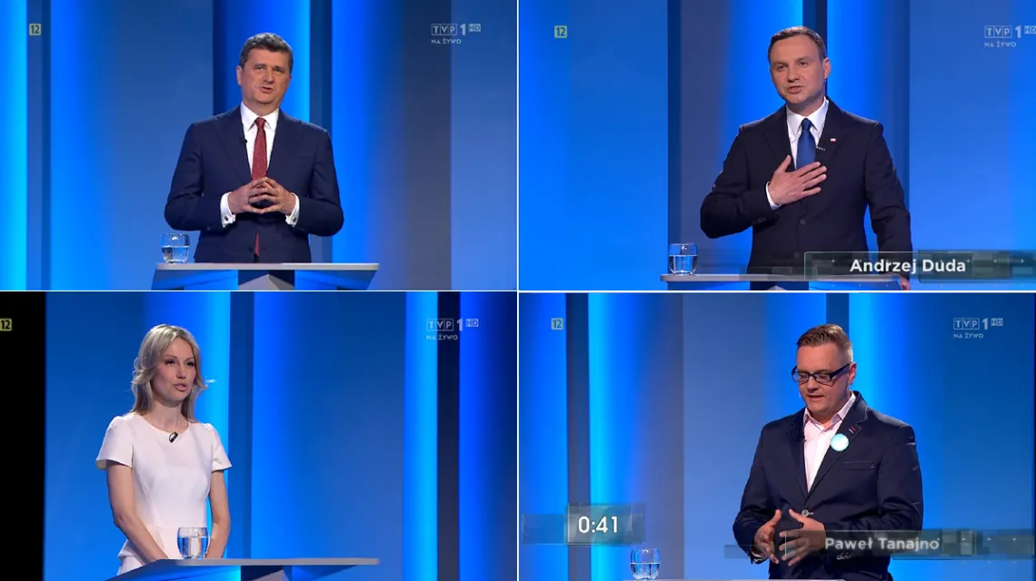 Kandydaci w debacie prezydenckiej TVP, 5 maja 2015 r. /  / źródło: wyboryprezydenckie.tvp.pl