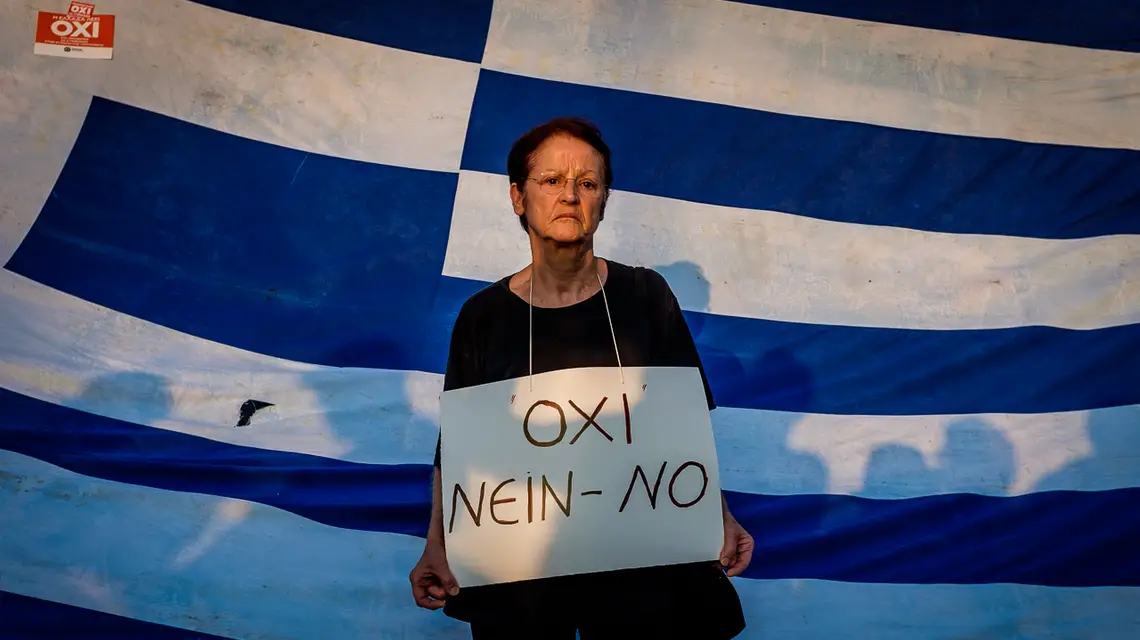 Protest przeciw kompromisowi z Europą, Ateny, 29 czerwca 2015 r. / / fot. Kamila Zarembska / Tygodnik Powszechny