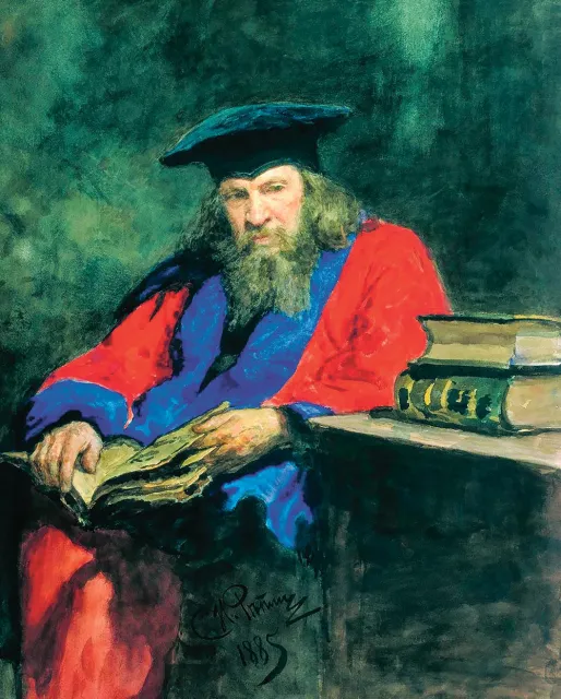 Ilja Riepin, Dmitrij Mendelejew w stroju akademickim, 1885 r. / ZE ZBIORÓW MUZEUM UMCS