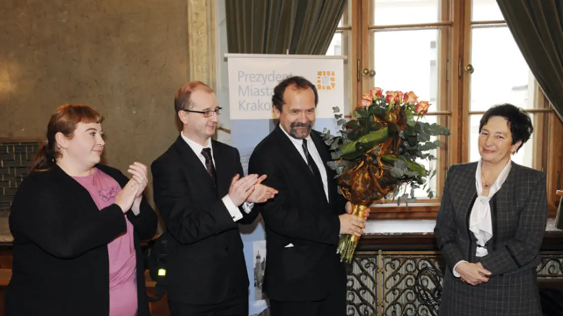 Ceremonia wręczenia Nagrody im. Kazimierza Wyki prof. Michałowi Pawłowi Markowskiemu, Kraków, 19 stycznia 2011 r. / fot. Wiesław Majka, UMK / 