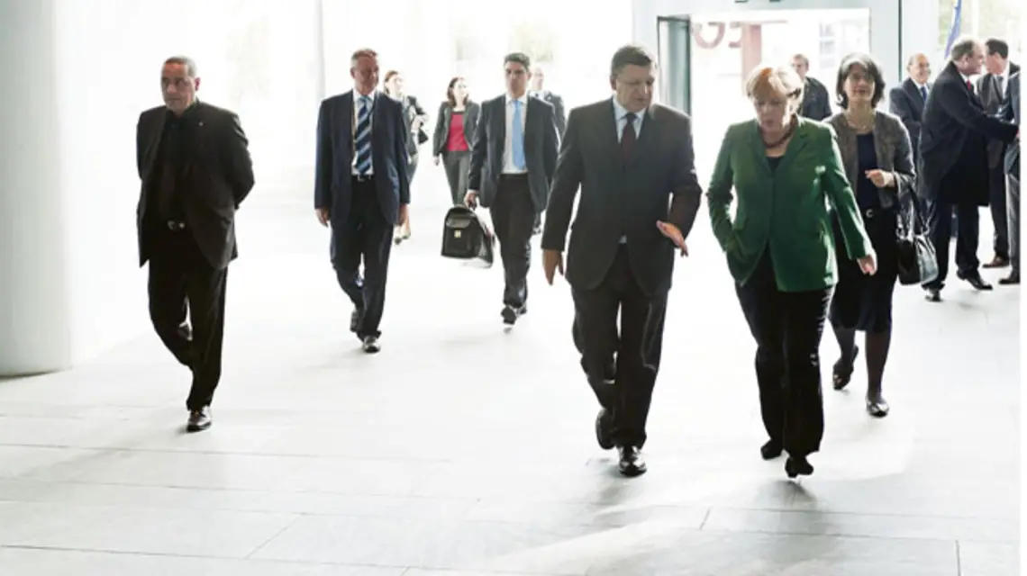 Kanclerz Angela Merkel z szefem Komisji Europejskiej Jose Manuelem Barroso, Berlin, 12 września 2011 r. / fot. Guido Bergmann/ AFP / East News / 