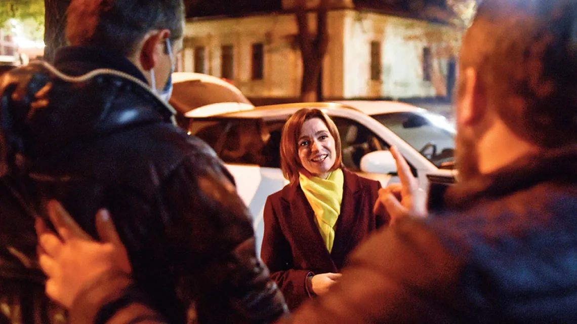 Maia Sandu, przyszła prezydent Mołdawii. Kiszyniów, 16 listopada 2020 r. / SERGEI GAPON / AFP