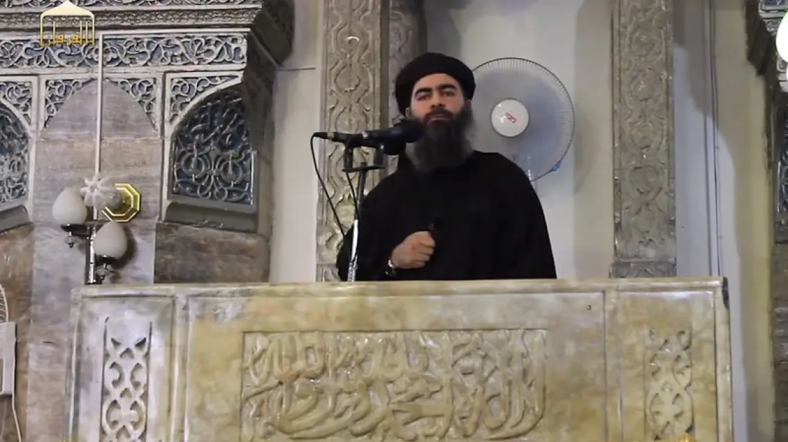 Abu Bakr al-Baghdadi ogłasza się kalifem ISIS. Mosul, Irak, 4 lipca 2014 r. /  / fot.  Balkis Press / ABACA / EAST NEWS