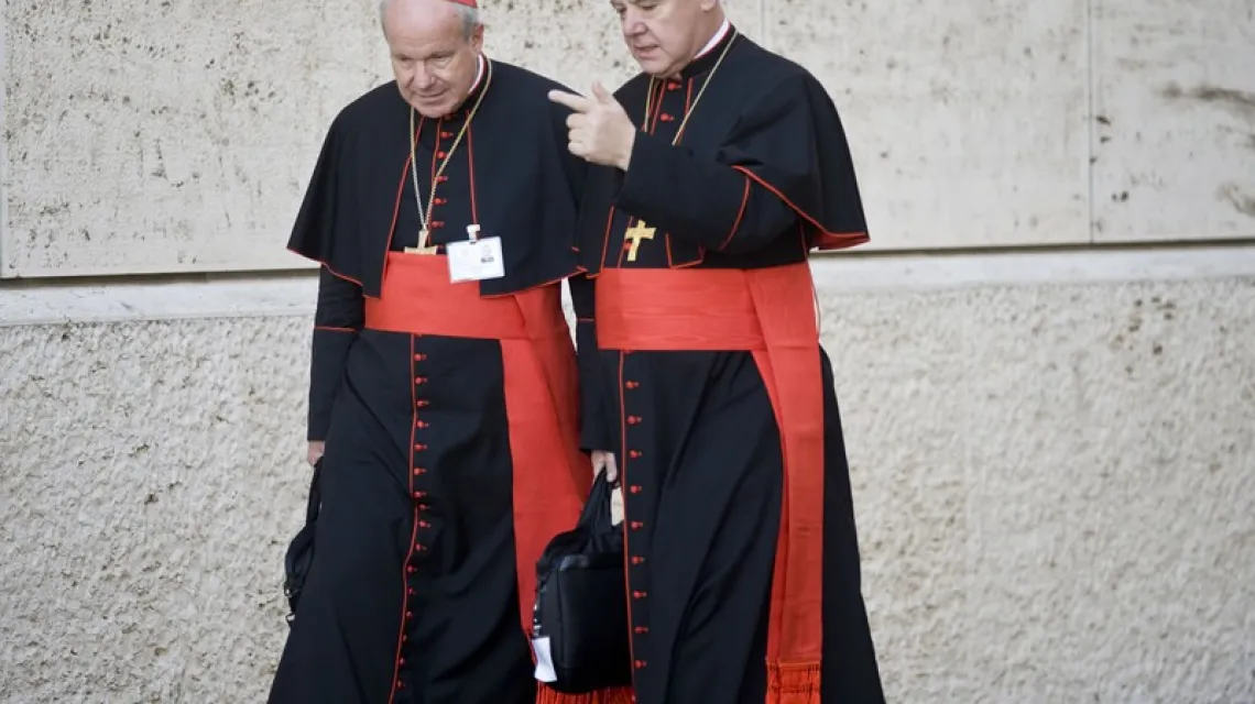 Kard. Gerhard Ludwig Muller (z prawej) i kard. Christoph Schonborn, Watykan, październik 2014 r. /  / fot. East News