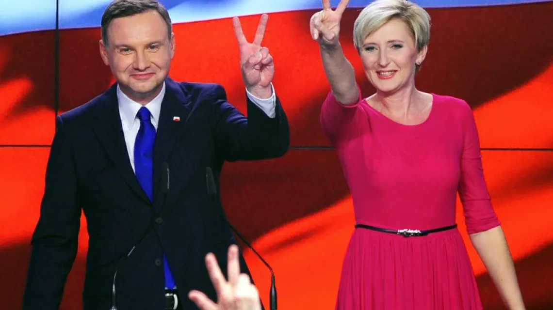 Agata i Andrzej Duda, wieczór wyborczy 10 maja 2015 r. /  / fot. Jan Bielecki / East News