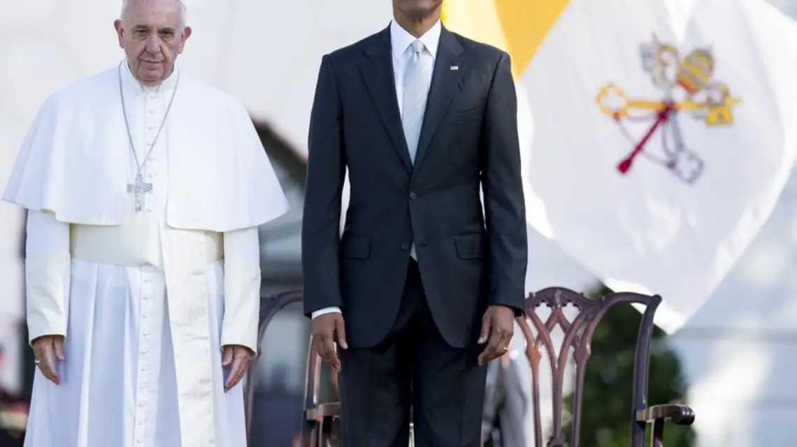 Papież Franciszek i prezydent USA Barack Obama. Waszyngton, 23.09.2015 r. / / Fot. AFP PHOTO / JIM WATSON