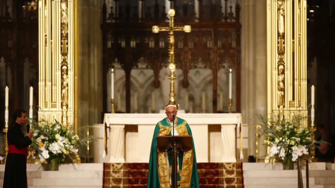  Papież Franciszek w katedrze Św. Patryka. Nowy Jork, 24.09.2015 r. / / Fot. AFP PHOTO/ POOL/ TONY GENTILE
