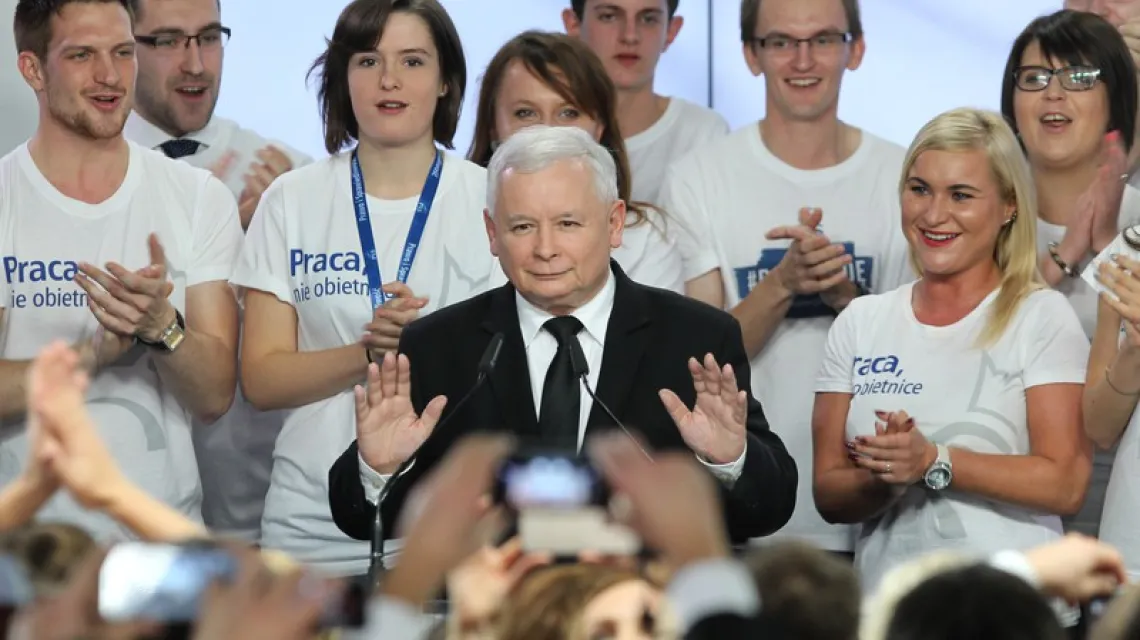 Jarosław Kaczyński podczas wieczoru wyborczego PiS. Warszawa, 25.10.2015 r. /  / Fot. Stanislaw Kowalczuk/East News