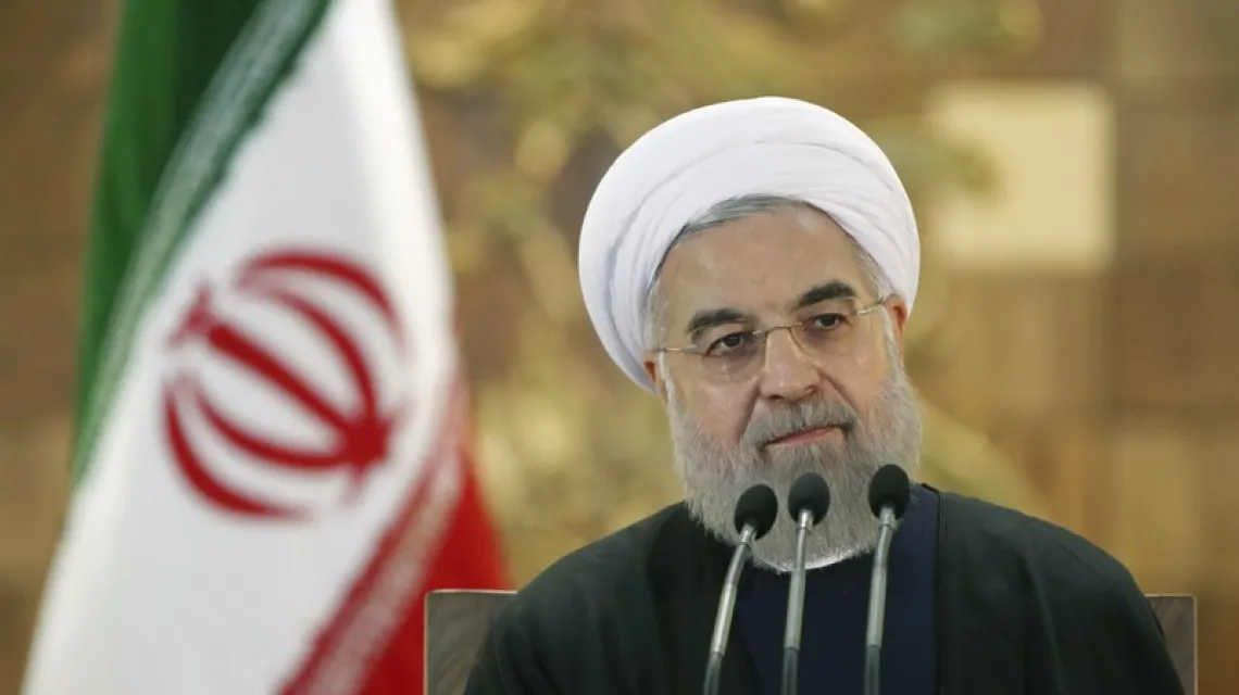 Prezydent Iranu Hassan Rouhani na konferencji prasowej w Teheranie. Iran, 17.01.2016 r. /  / Fot. Ebrahim Noroozi/AP Photo/FOTOLONK/EASTNEWS