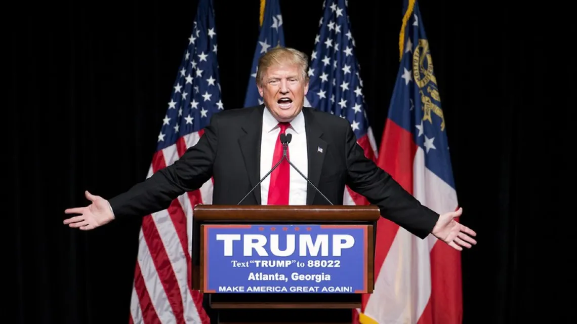 Donald Trump przemawia w Atlancie, 21.02 2016 r.  / ( / Fot. David Goldman/AP/FOTOLINK/EASTNEWS