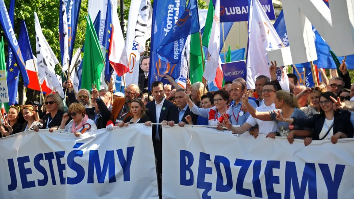 Manifestacja Komitetu Obrony Demokracji i opozycji "Jesteśmy i będziemy w Europie", Warszawa, 07.05.2016 r. /  / Fot. fot Marek Lasyk//REPORTER/EASTNEWS