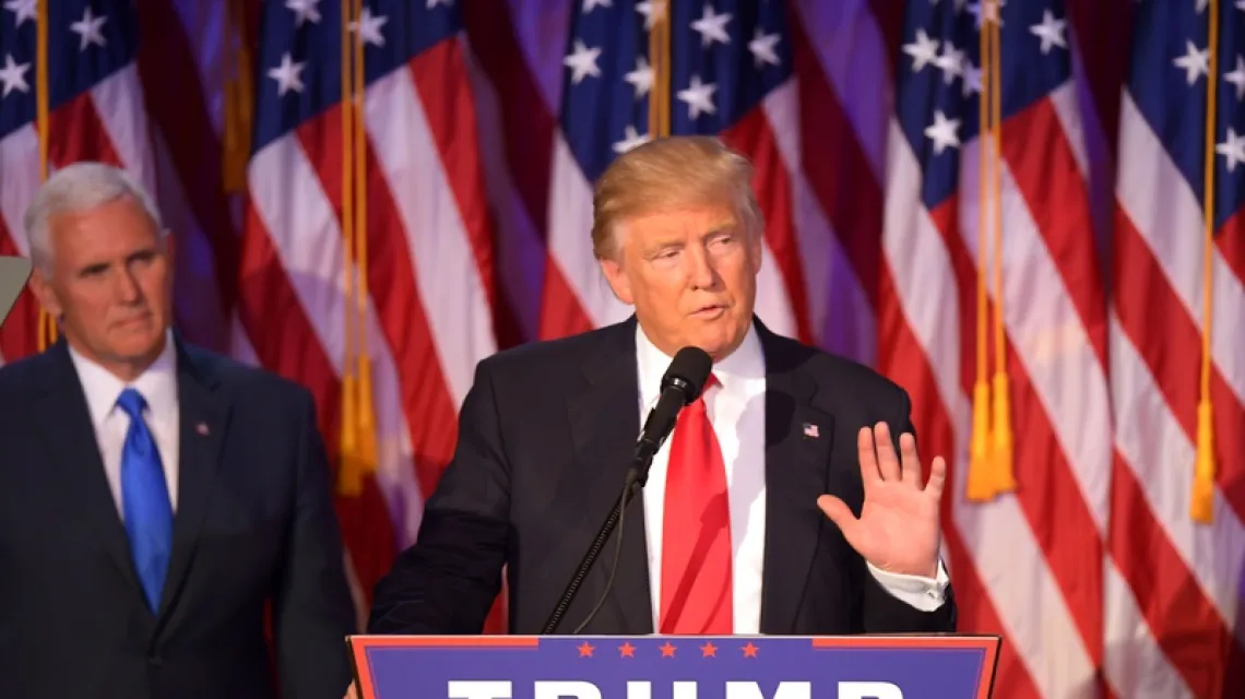 Donald Trump, prezydent-elekt, przemawia w Nowym Jorku, 09.11.2016 r. /  / Fot. JIM WATSON/AFP/EAST NEWS