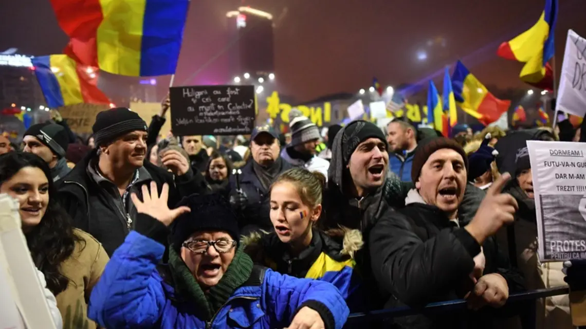 Protesty w Rumunii. Fot: / AFP PHOTO / Daniel MIHAILESCU / 