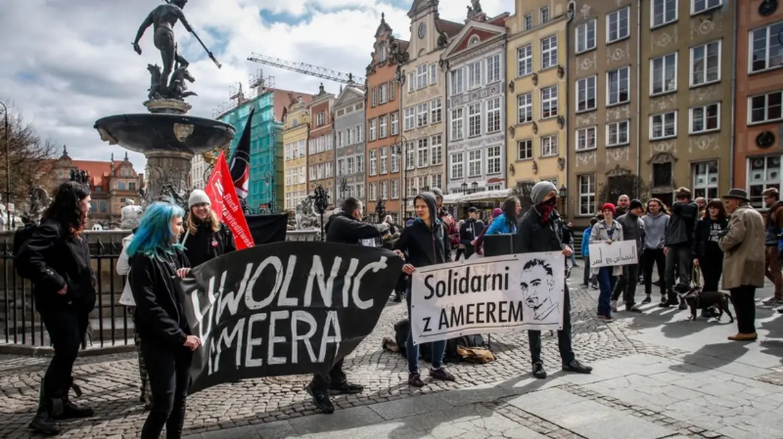 Demonstracja w sprawie deportacji Ameera Alkhawlany w Gdańsku, 09.04.2017 r. / / Fot. Karolina Misztal / REPORTER