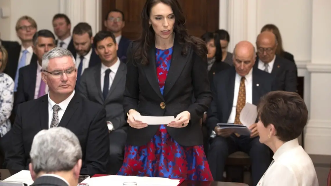 Jacinda Ardern podczas zaprzysiężenia na premiera Nowej Zelandii. Wellington, 26.10.2017 r. / Fot. Mark Mitchell/New Zealand Herald / AP / EASTNEWS