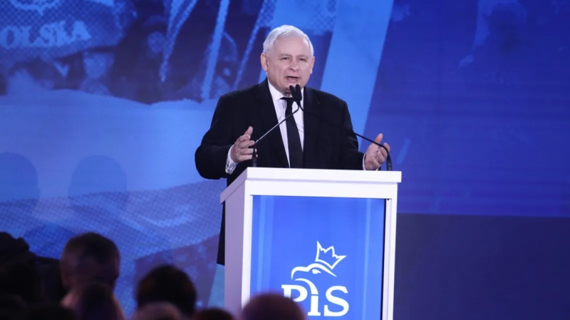 Jarosław Kaczyński na kongresie PiS, Warszawa, 14 kwietnia 2018 r. / Fot. Stanisław Kowalczuk / East News / 