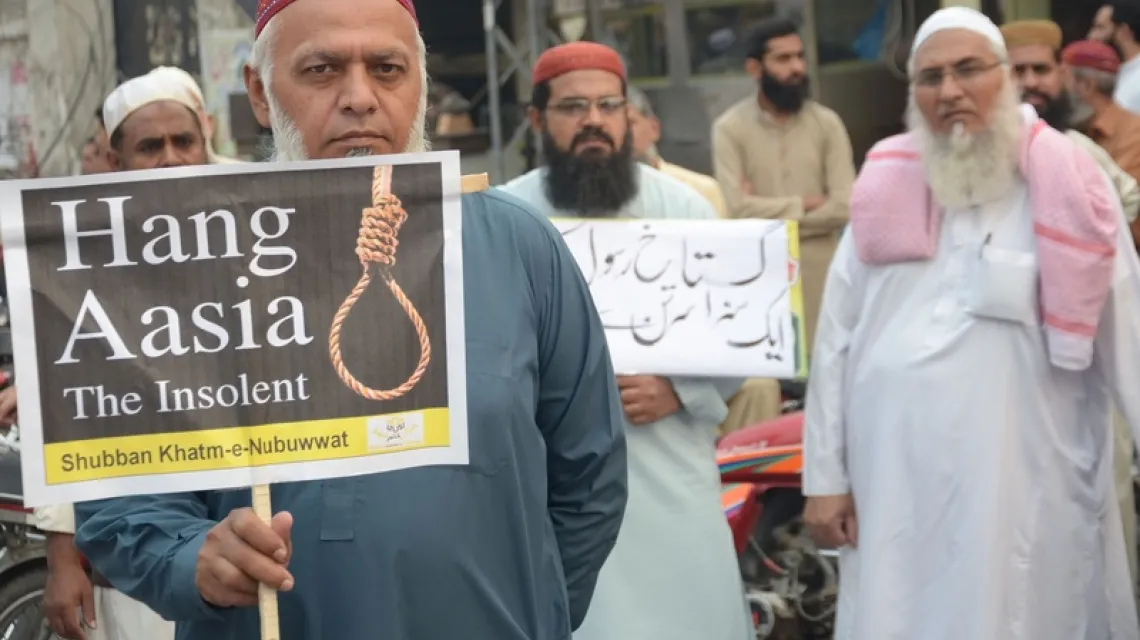 Demonstracje muzułmańskich radykałów domagających się powieszenia Aasi Bibi, Lahore, 2 listopada 2018 r.  / Fot. Rana Sajid Hussain / SIPA / East News